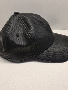 a new day Black Faux Leather Baseball Cap